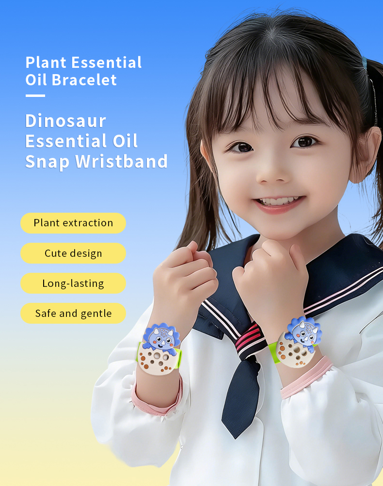 Details of Dinosaur Essential Oil Snap Wristband